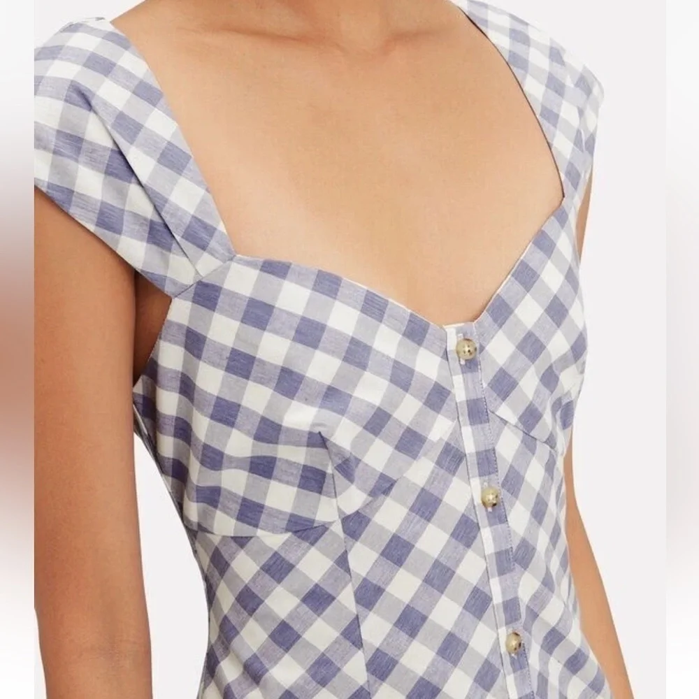 🌻SAYLOR Hadleigh Purple White Gingham Check Short Sleeve Mini  Dress Size M - Picture 5 of 11